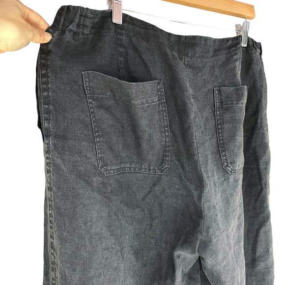 VINCE 100% Hemp Relaxed Wide-Leg Utility Pants in Dark Night Lake Black Size 14 - Picture 6 of 8